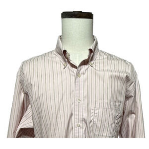 *Brooks Brothers Shirt Mens XL Pink Striped Long Sleeve Button Down Pocket